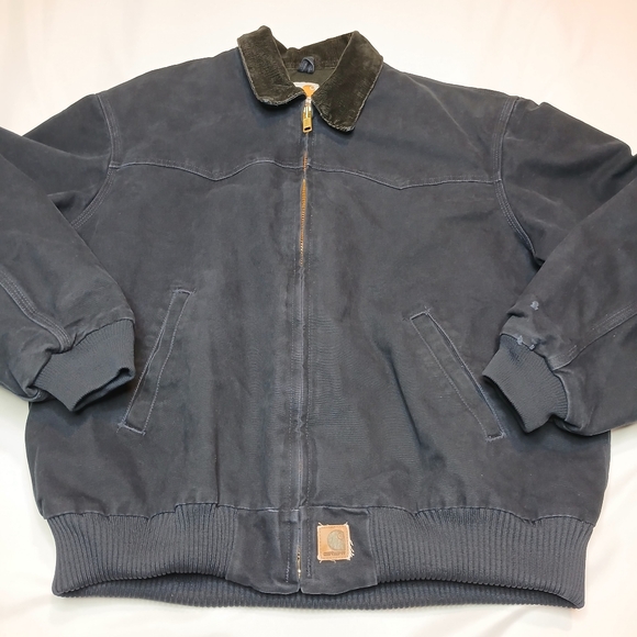 Carhartt Santa Fe Jacket J14 MDT Navy/Black Mens Size 2XL Leather Patch Quilted - Picture 2 of 11